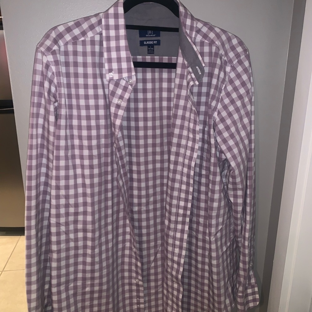 Purple and white button up